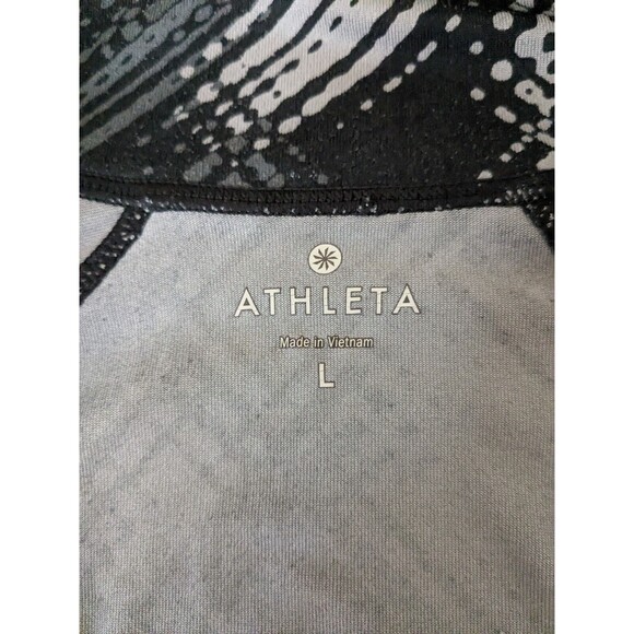 Athleta Printed Superlux Half-Zip Long Sleeve Top BLACK Size L - Picture 3 of 8